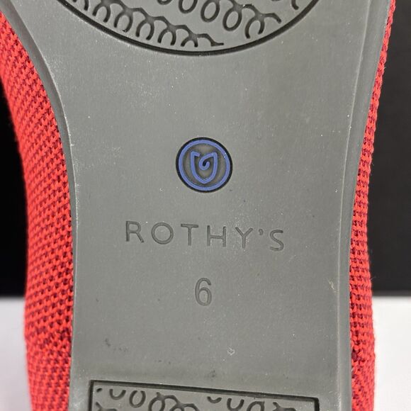 Rothys The Flat Loafer W6 Dark Red Knit Halo Ballet Round Toe/Slip-On Blue Trim - Picture 9 of 16